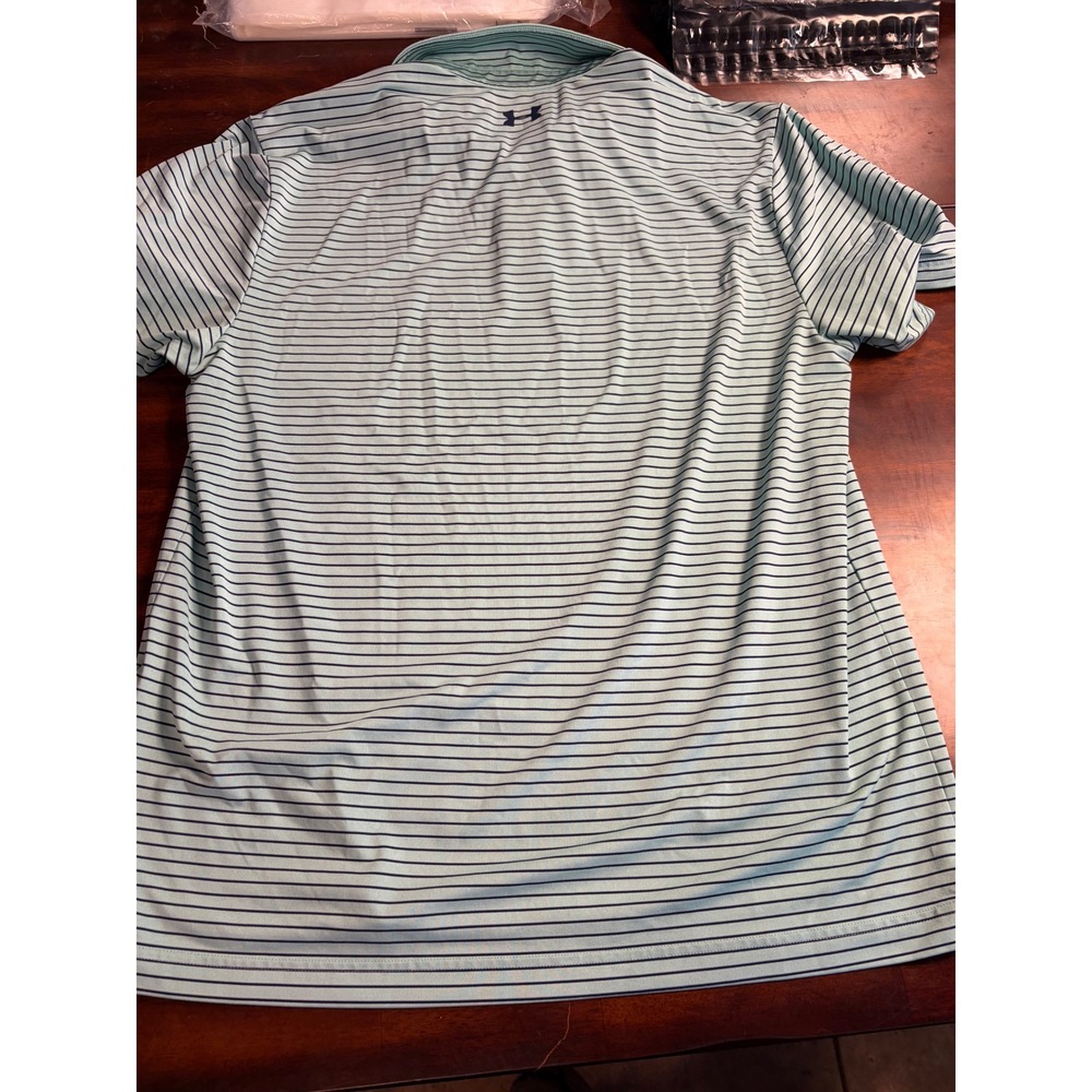 Under Armour Mens HeatGear Loose Fit Striped Golf Polo Shirt Navy Blue Large